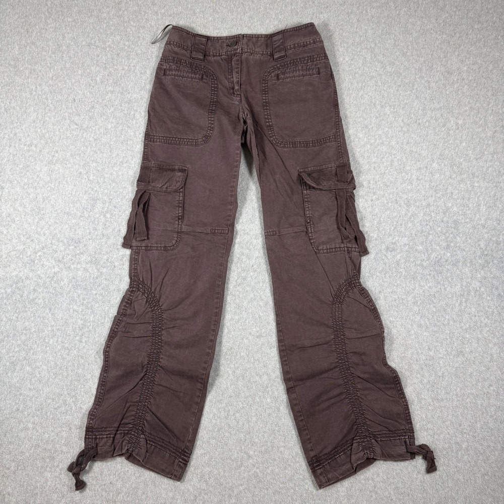 Y2K INC International Concepts Cargo Pants Women Brown Ruched Hem Utility 2P